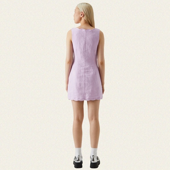 Abercrombie & Fitch Premium Linen Scalloped Mini Dress - Picture 4 of 8
